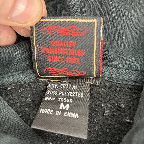Vintage Spitfire Hoodie Men Medium Black Faded Distressed Embroidered Skate Y2K - Picture 5 of 13